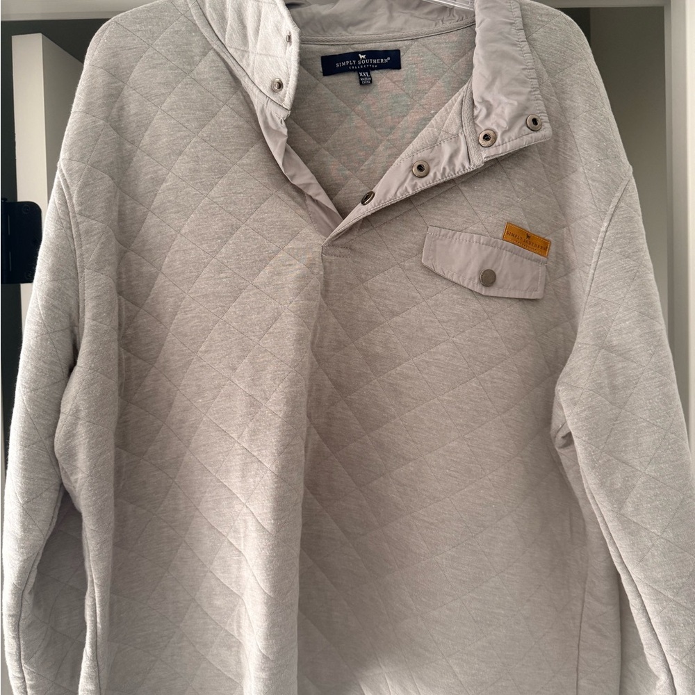 Simply Southern Light Gray Quilted Pullover